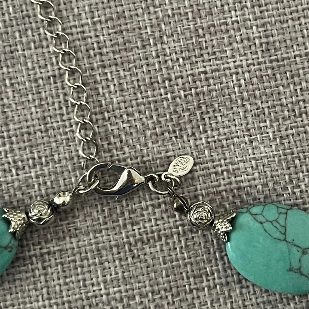 Premier Designs Turquoise & Brown Beaded Necklace & Bracelet